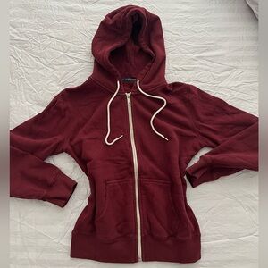 brandy melville christy hoodie zip up red burgundy sweater sweatshirt